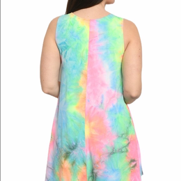 NEON TIE DYE MULTI PLUS SIZE TANK TUNIC DRESS - Picture 3 of 5